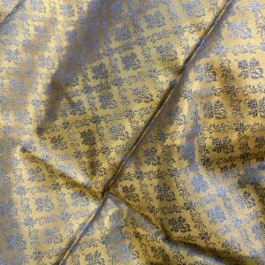 Tanchoi en soie jaune et motifs gris tissé main avec la méthode ancestrale Benares | Tohora