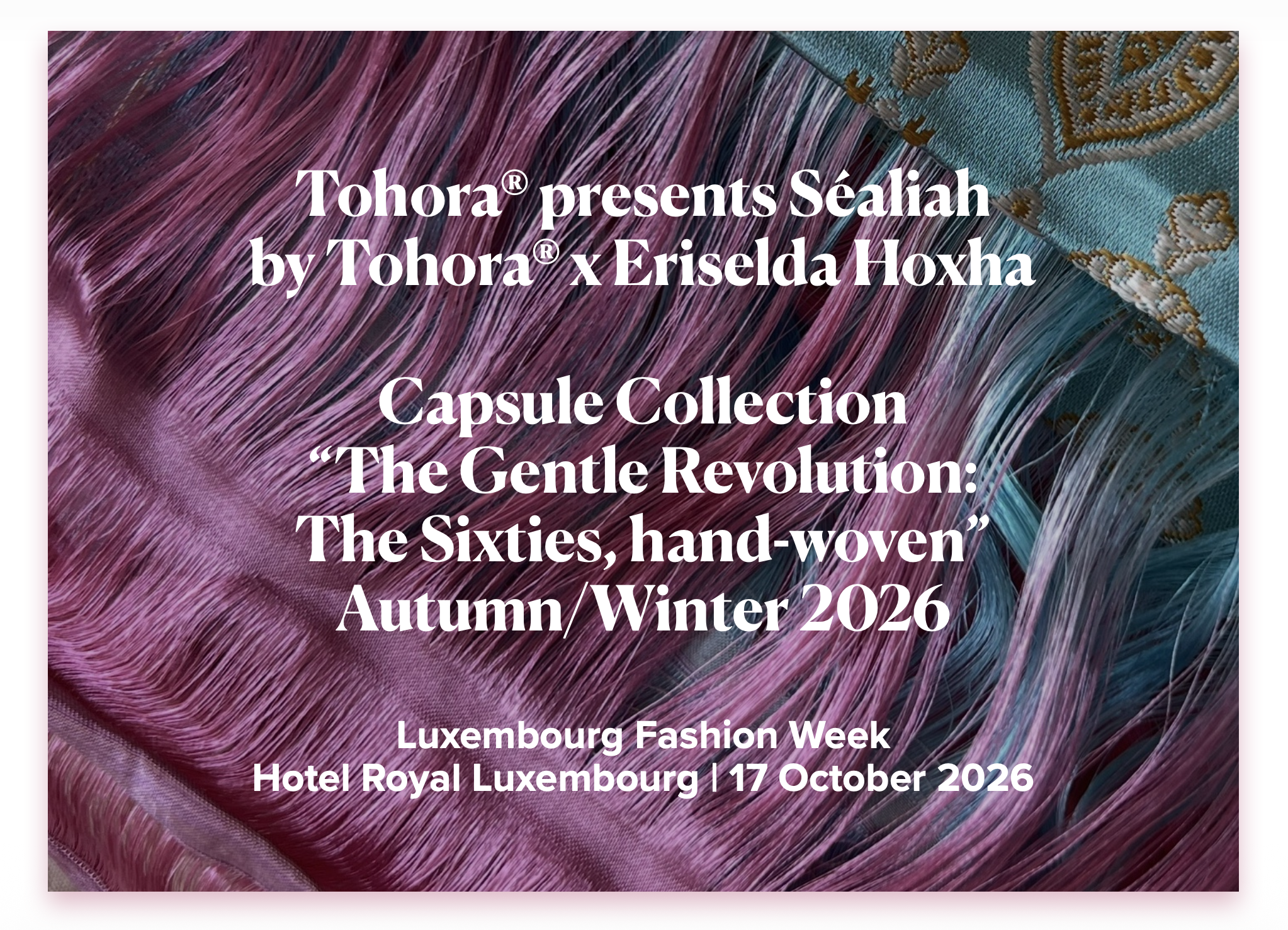 Press Release SEALIAH by Tohora x Eriselda Hoxha Couture presented at Luxembourg Fashion Week 2026 in Luxembourg Hotel Royal